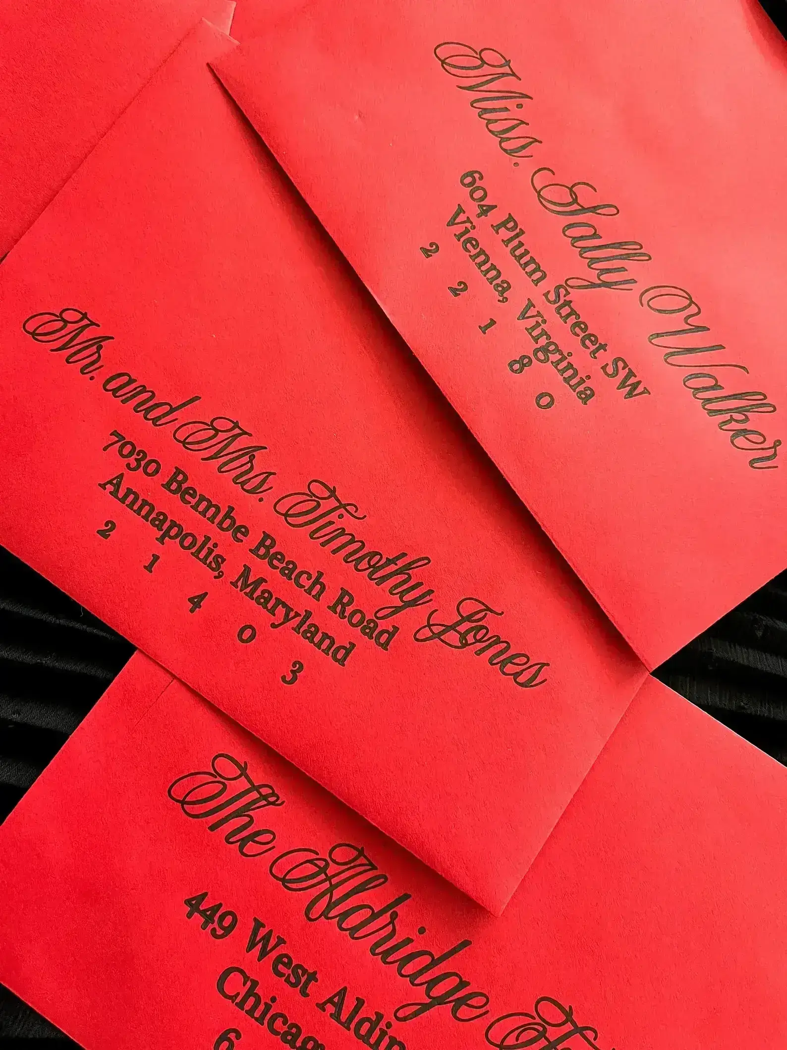 Calligraphy on wedding envelope